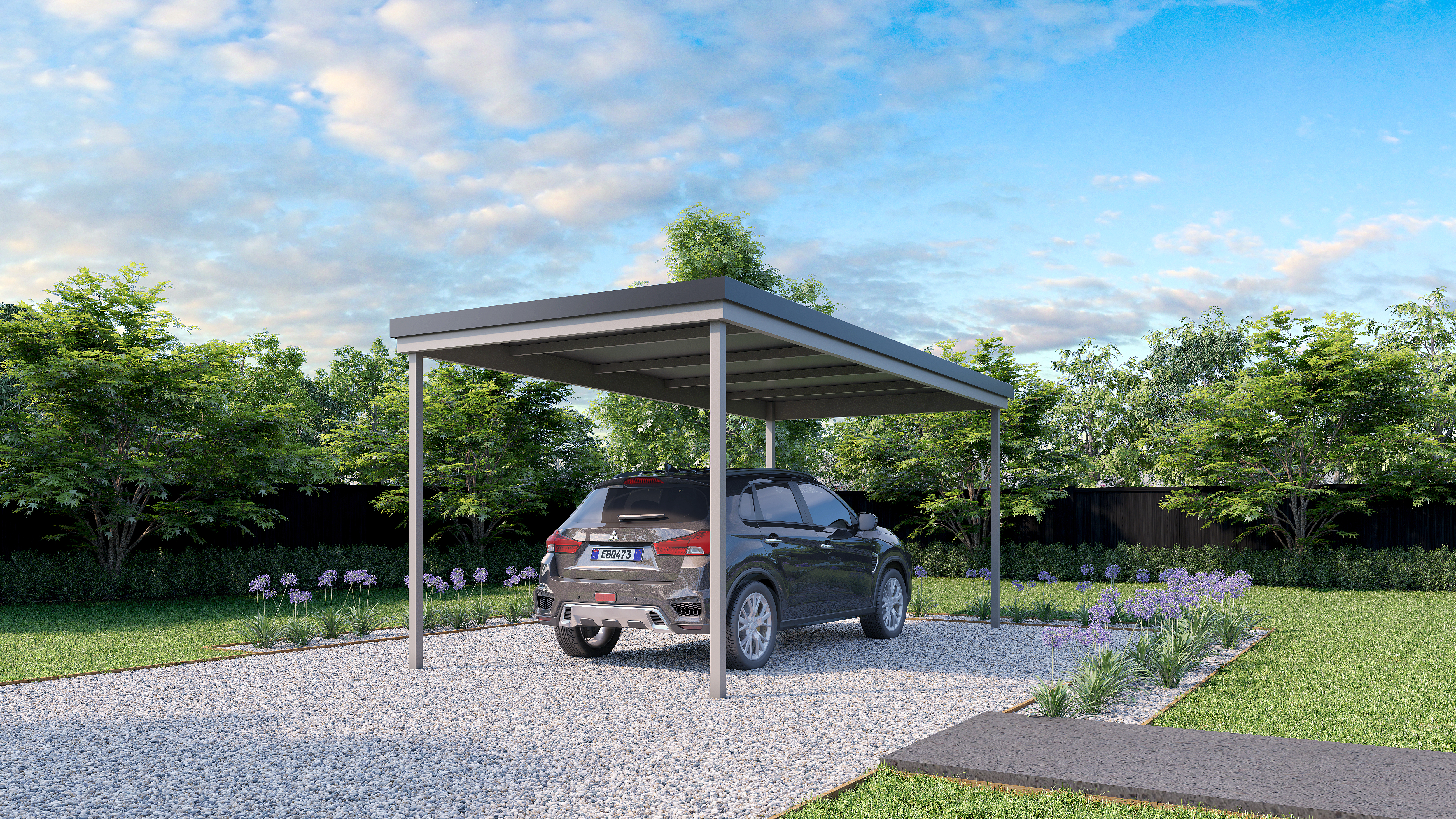 22 05 31 Ideal Flat Roof Carport Single 01